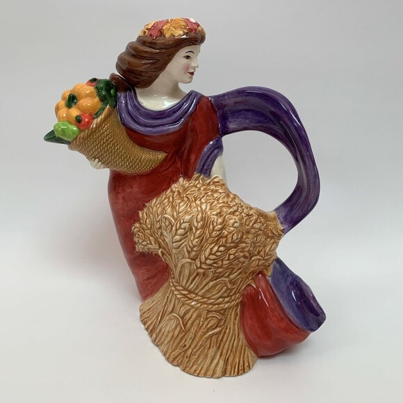 Clay Art Mother Nature Autumn Pitcher Figure Woman 1994 - Picture 1 of 12